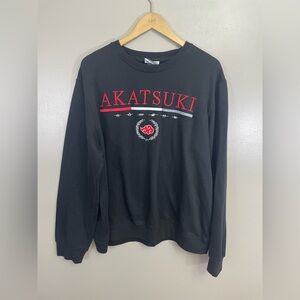 Naruto Akatsuki Mens XL sweatshirt black red spell out shippuden